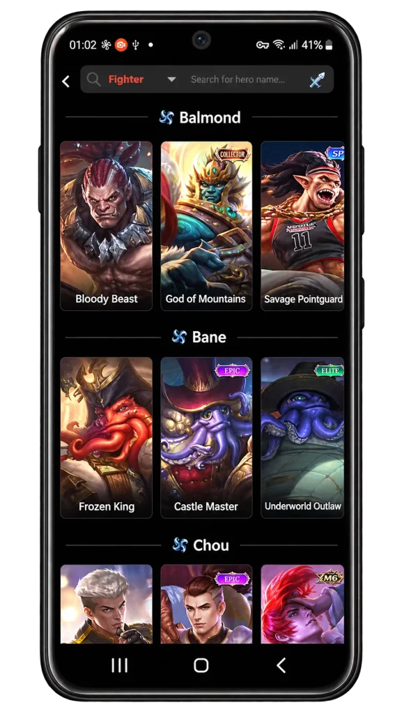 ZENHub GFX skin library for fighter heroes Balmond, Bane and Chou