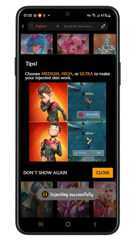 ZENHub GFX tip to set graphics to Medium, High or Ultra so injected skins work